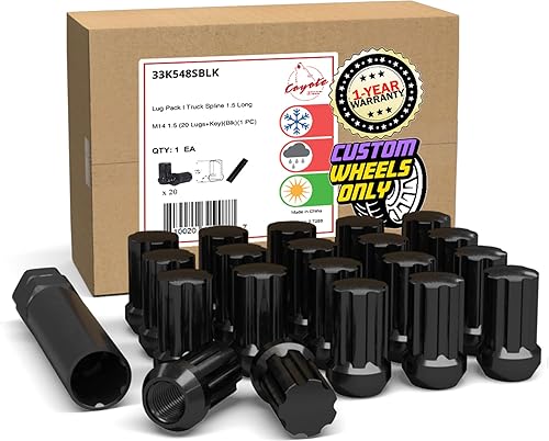 Vista 20 de Wheel Accessories Parts 20 piezas M14x1.5 14x1.5 Rosca corta camión corto 1.50 pulgadas de largo Tuercas estriadas cromadas 6 ranuras hexagonales