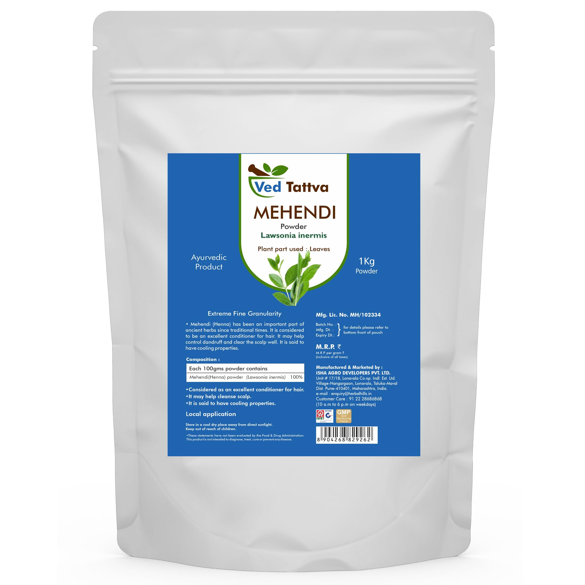 Ved Tattva Mehandi powder henna powder (1 Kg Pack of 1)-image-28