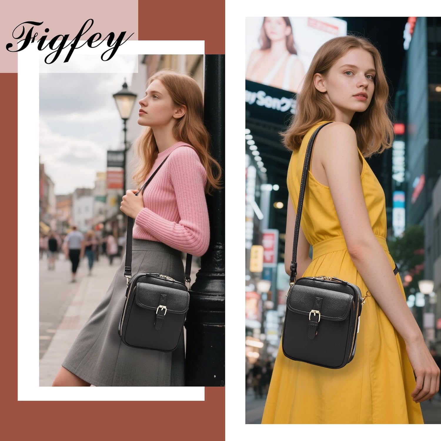 Leather Crossbody Bags for Women Travel Small Crossbody Purse Anti Theft Waterproof Bum Bag with Built in Wallet - Image 2