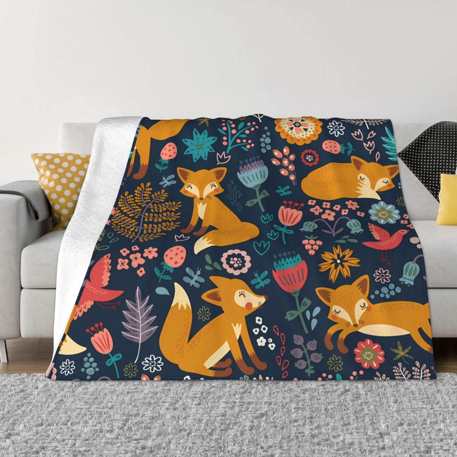 Couverture polaire douce pour lit bébé : flanelle chaude motif renard