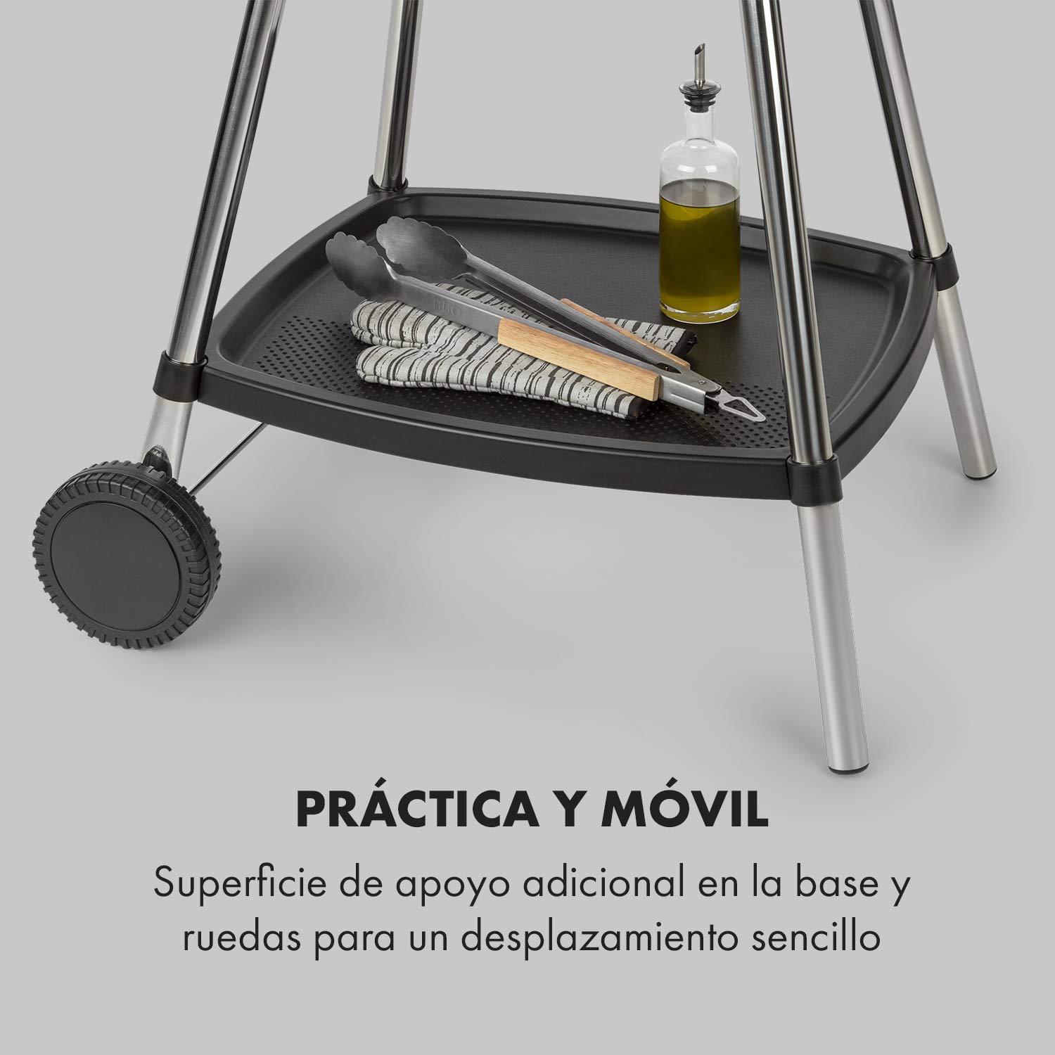Klarstein Gatsby parrilla eléctrica, parrilla de pie y de mesa, 2000 W, EasyGrill Concept, superficie 40 x 36 cm, aluminio fundido a presión, antiadherente, campana, dos mesas laterales, beige/negro