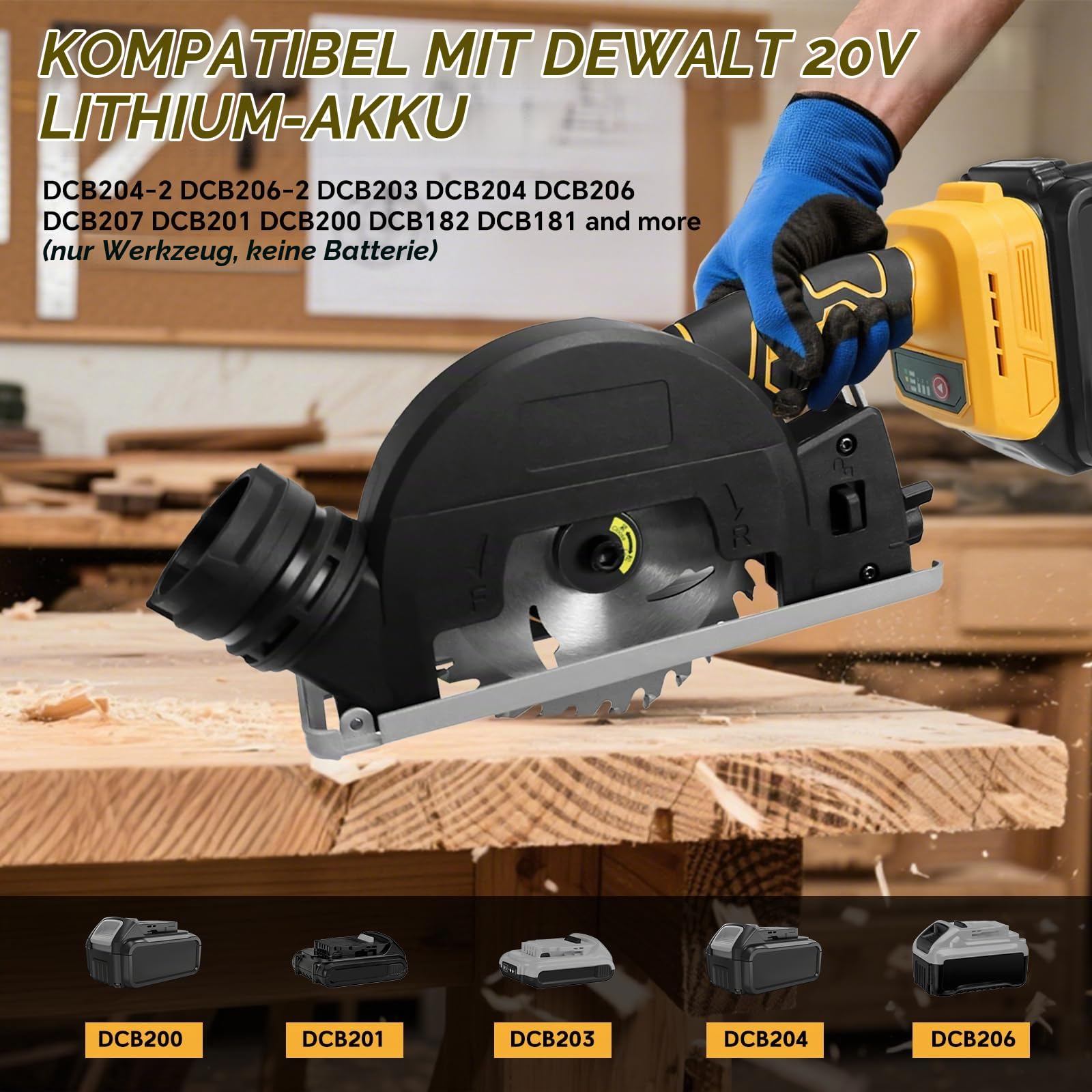 Drahtlose Kreissäge für Dewalt 20V Batterie, 4 "bürstenlose Power Mini Winkelschleifsäge, 3 Geschwindigkeit und 12000RPM, Schneidtiefe 0,8 "(20mm) für Metall, Holz, Kunststoff (keine Batterie)