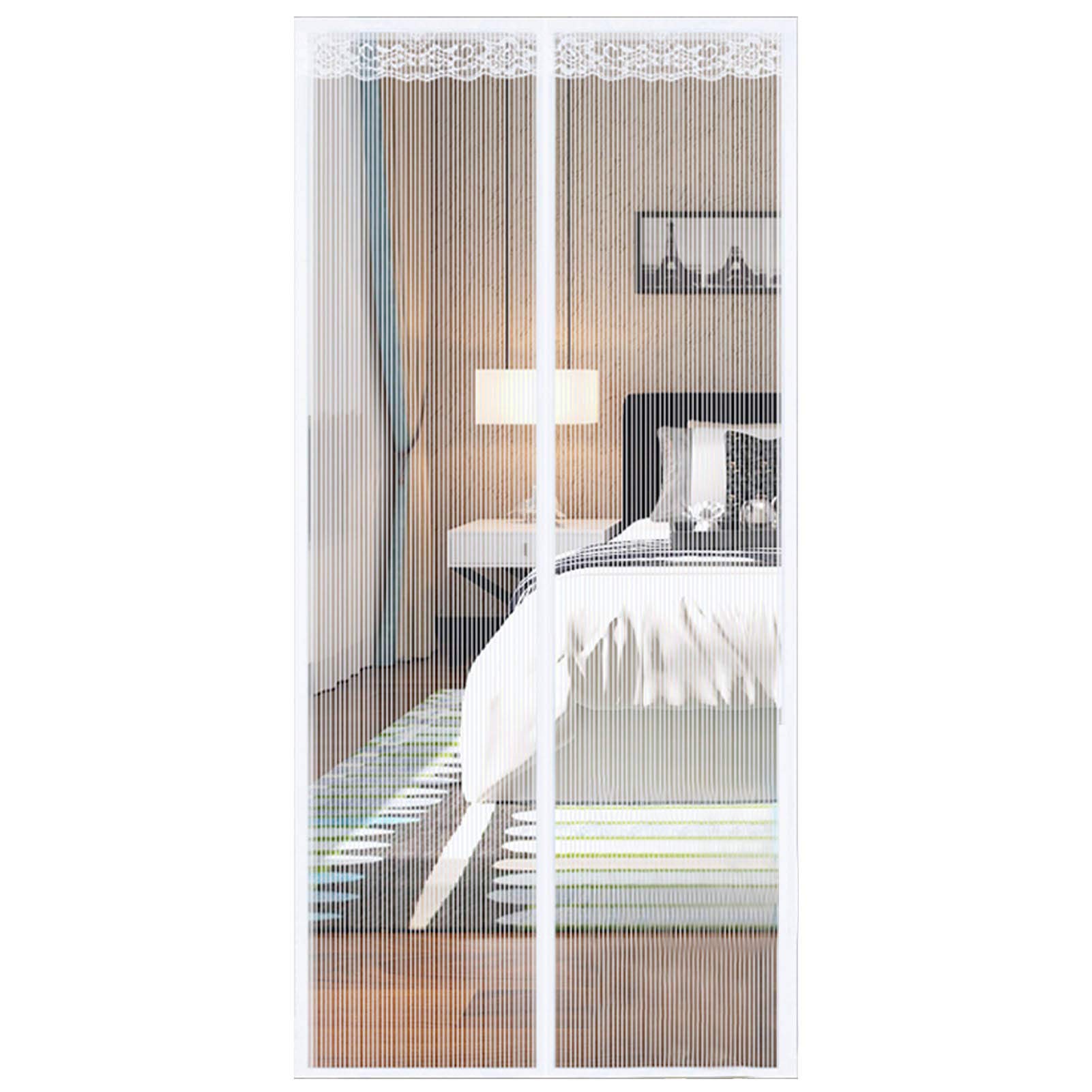 SJASD Mosquitera Magnetica para Puerta,Contrapuertas con Mosquitera con Cortina de Malla Resistente,Gancho y Bucle de Marco Completo,sin Taladrar,Blanco,120x210cm(47x83inch)