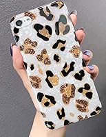 Vista 4 de J.West - Funda para iPod Touch de 7ª Generación - Funda de TPU de silicona suave con diseño de estampado de leopardo blanco brillante, translúcida