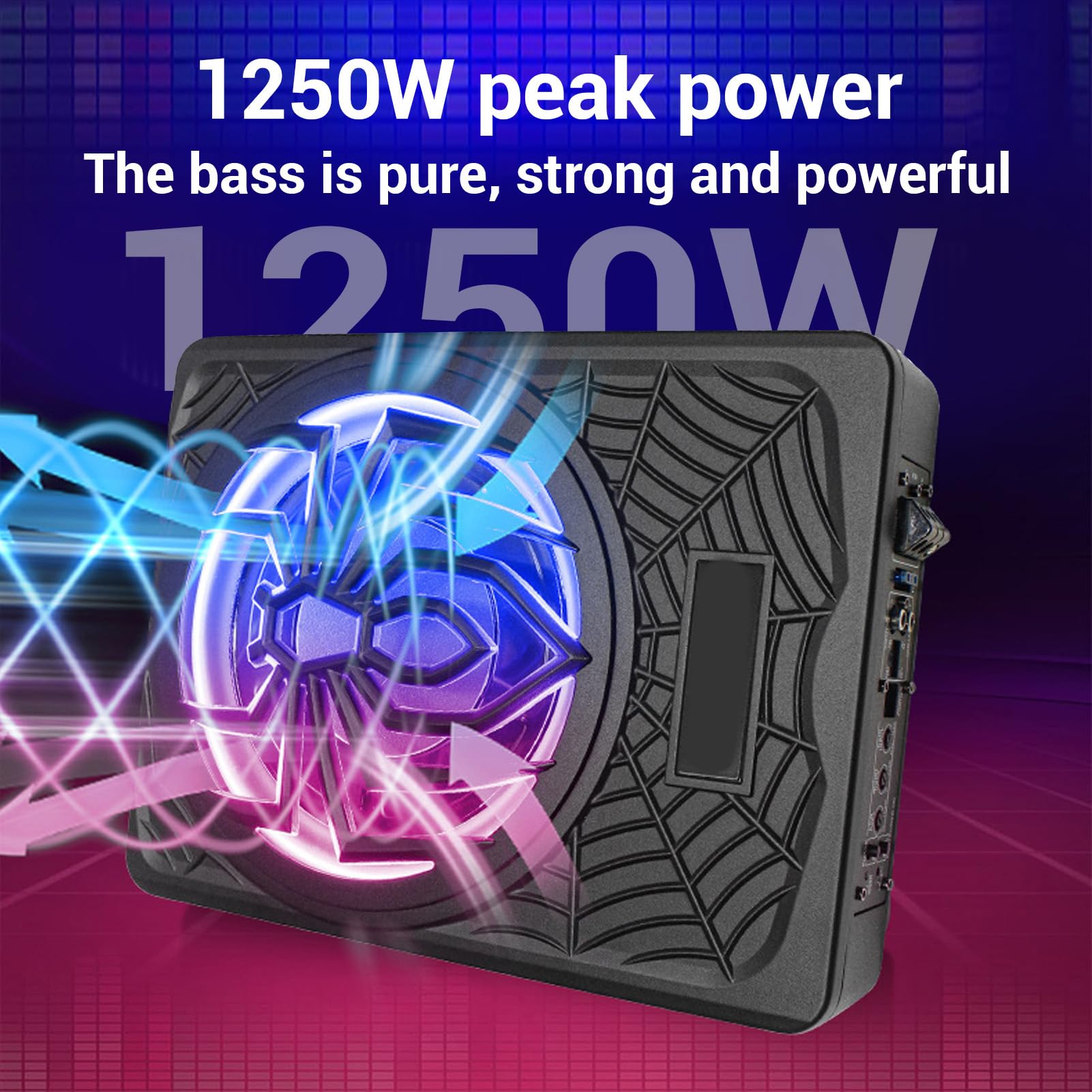 Subwoofer Samochodowy 10 cali Moc 1250 W Aktywny Pod Siedzeniem Bass Głęboki do SUVów Samochodów Ciężarowych Głośnik