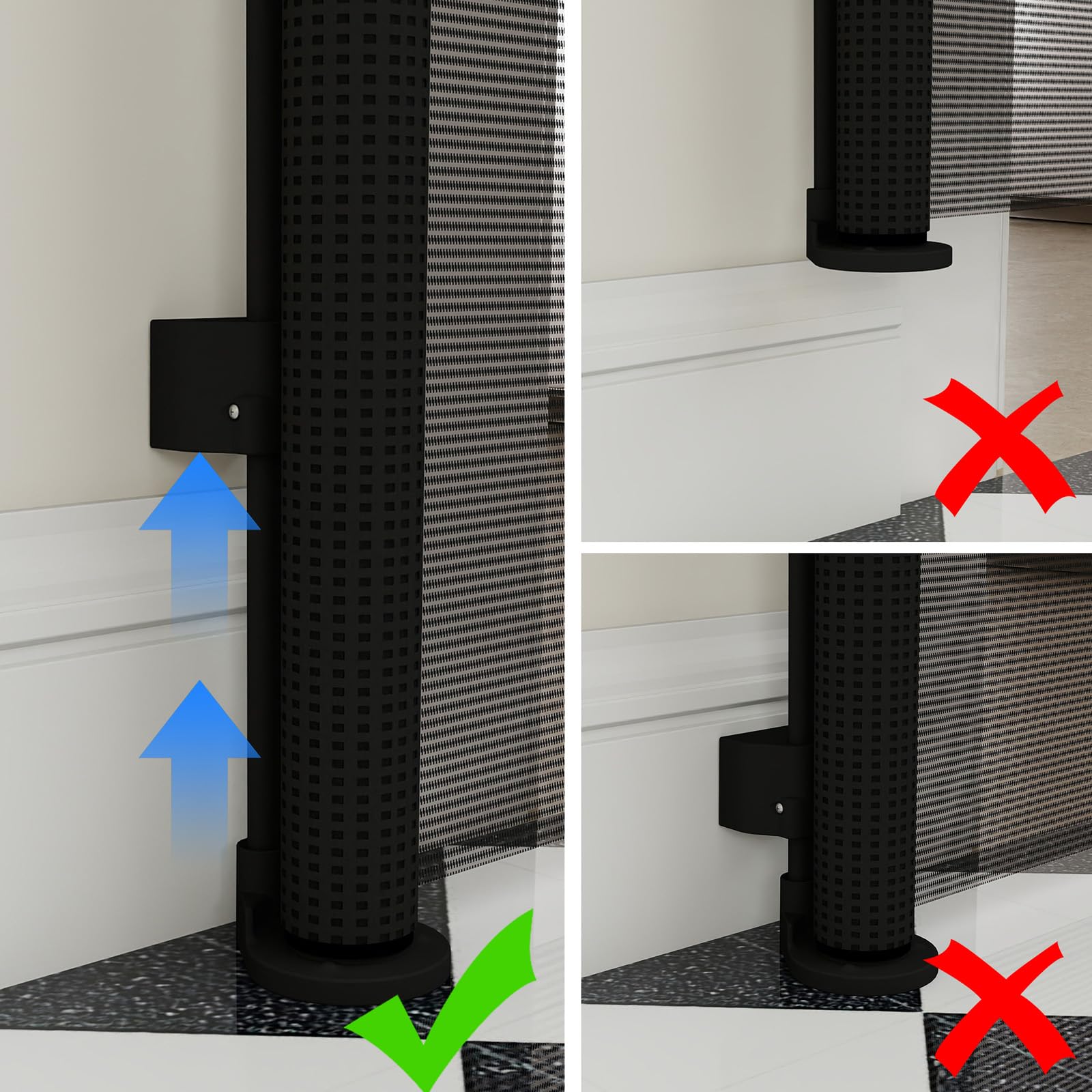 Barrière de sécurité télescopique pour Enfants et Animaux, 0 à 150 cm, avec chatière, Installation Facile, adaptée aux escaliers et aux Portes (Noir)