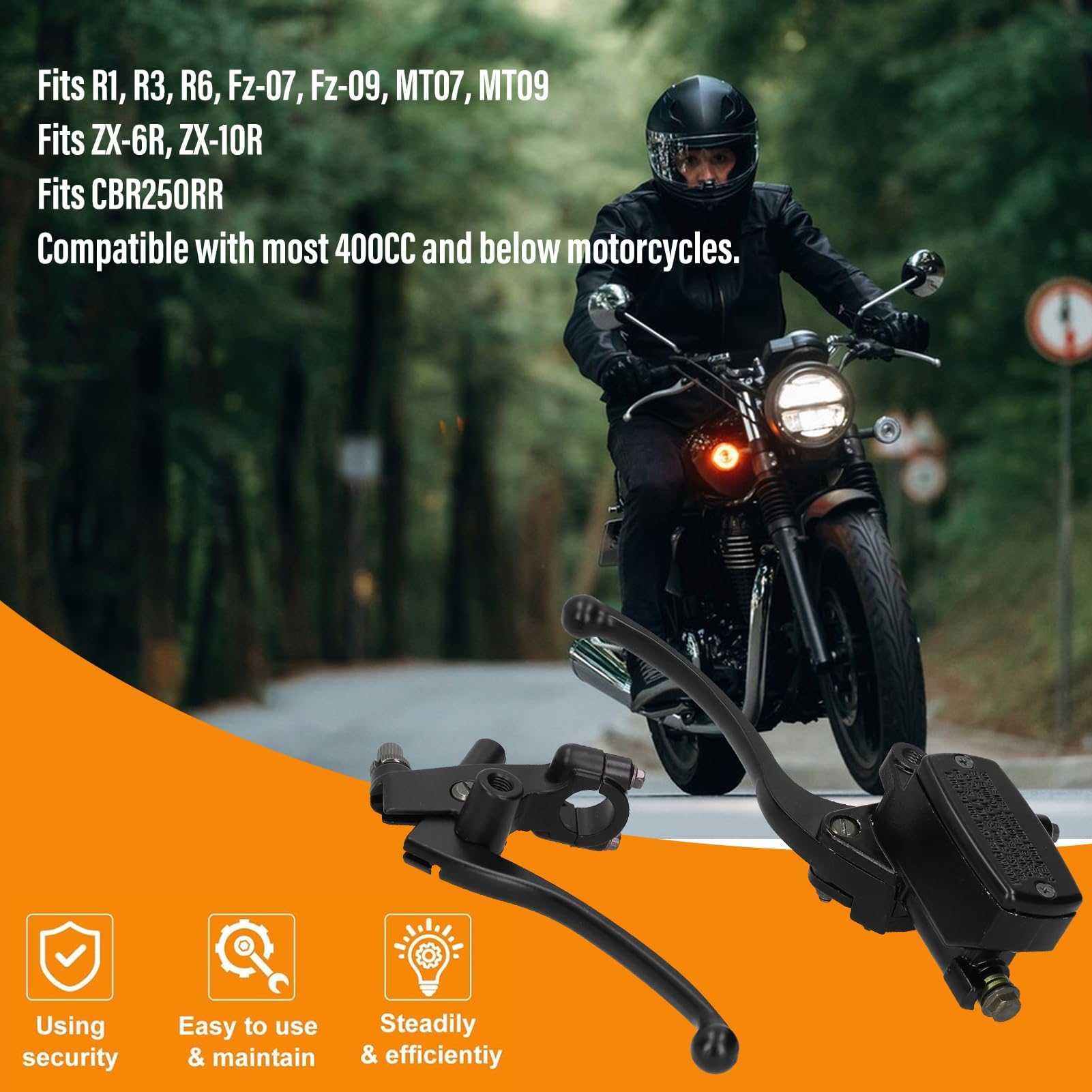 Aramox CNC Aluminium Hydraulischer Brems-Kupplungshebel, 22mm Universal Lenkerhebel für Motorrad, Schwarz