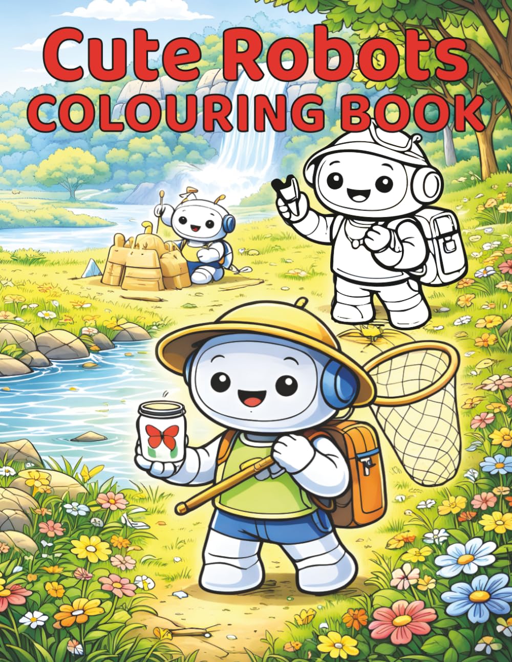 Cute Robots Colouring Book: 50 Cute, Easy & Fun Robot Colouring Pages for Kids Ages 3–6