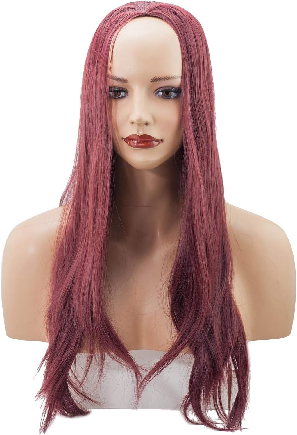 22" Ladies 3/4 WIG Half Fall Clip In Hair Extension STRAIGHT Burgundy