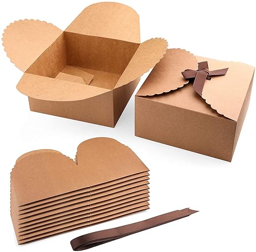 Bakefy KRAFT (6X6X2) INCH Paper Gift Boxes Pack of 10 piece,Paper Gift