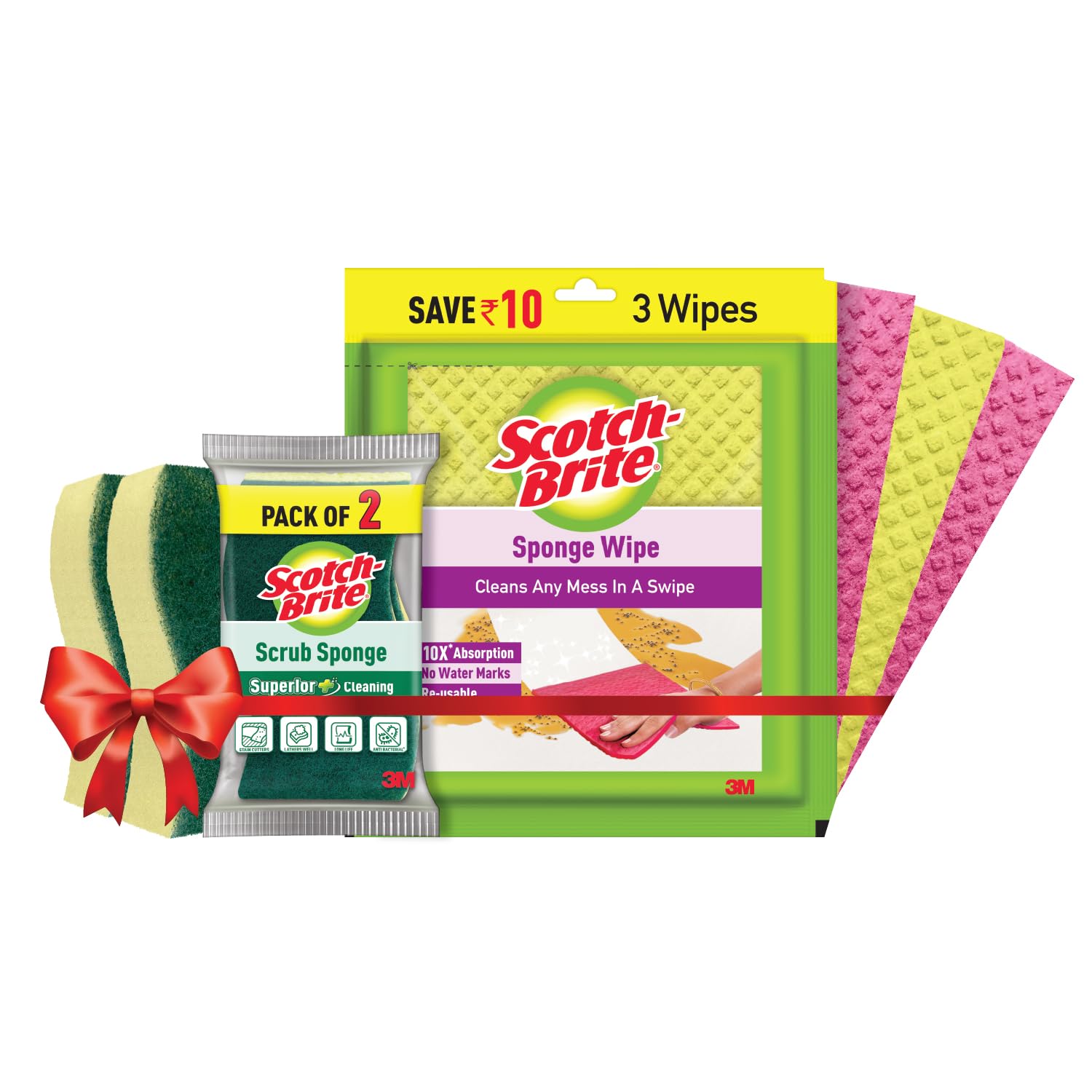 Scotch-Brite Scrub Sponge Large (Pack of 2) and Sponge Wipe Large (Pack of 3)-picture-14