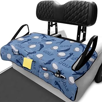 Golf Prints Golf Cart Seat Covers Towel 52.36 x 32.28 Golf Cart Seat Blanket Cushions Accessories Universal Fit for Club Car EZGO Yamaha Upgraded Hole Edges,Blue