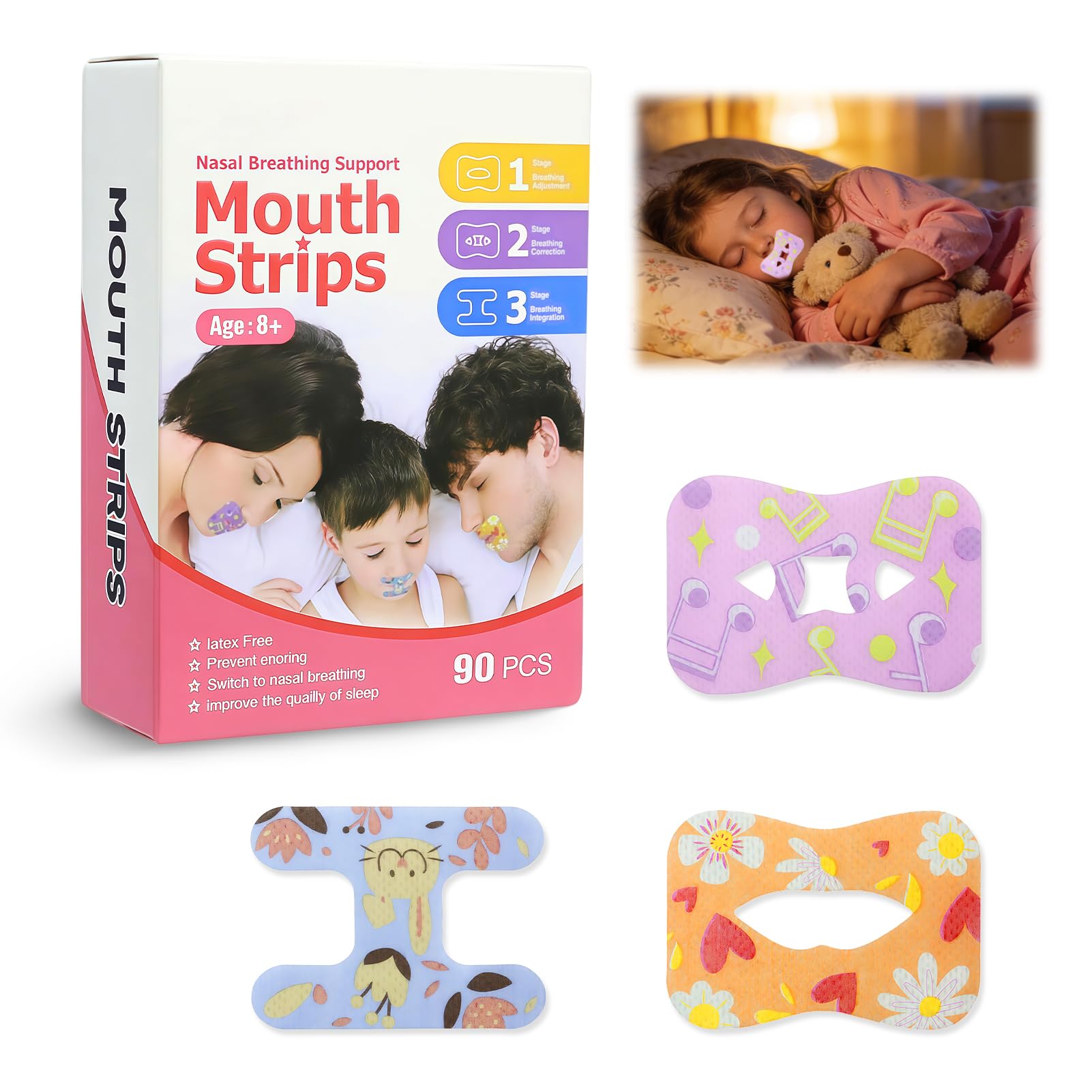 90pcs Cinta Bucal Antirronquidos, Tiras para Dormir con Parche Corrección de Boca Abierta, Mejora la Calidad del Sueño y Reduce la Respiración Oral y los Ronquidos — view 7