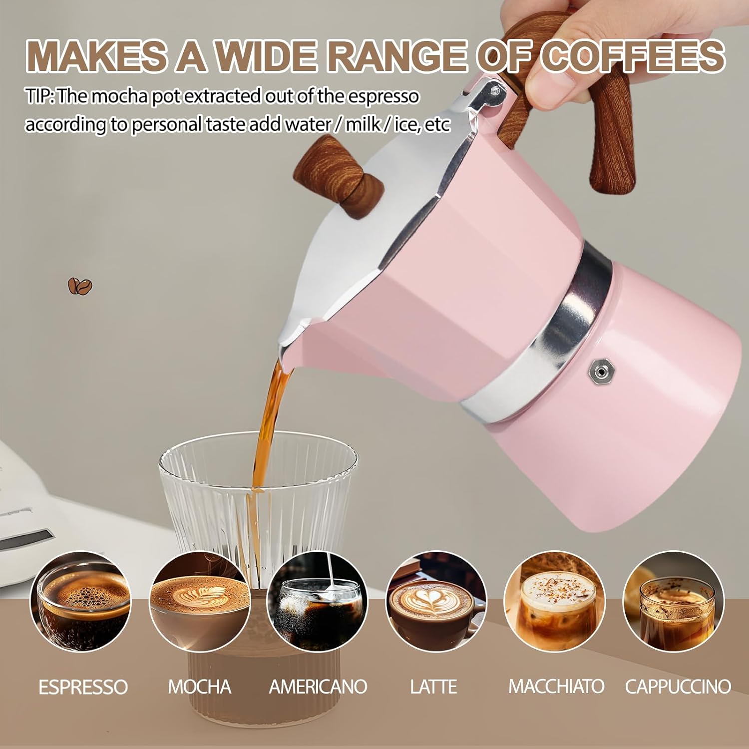 Aluminum 12 Cup 600ml Moka Pot Express Coffee Maker Stovetop Espresso Colorful Coffeemaker Italian Classic Style Brewing Greca Cafe Mocha Machine for Cafeteras Lover Camping Travel and Home Use 20oz
