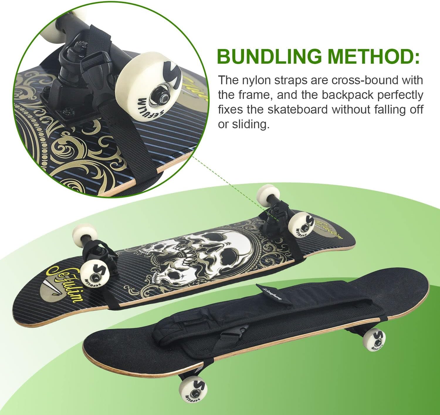 Universal Skateboard Backpack Bag With Adjustable Strap
