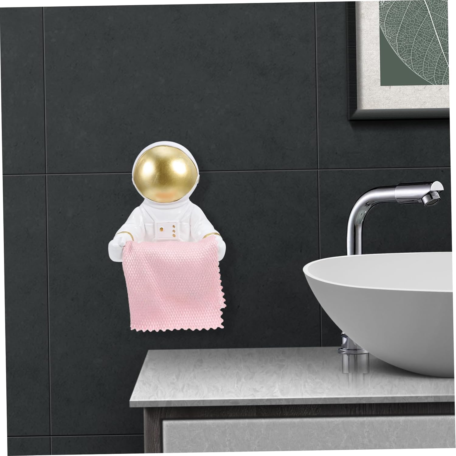 Gatuida Decorative Astronaut Toilet Paper Holder Tissue Stand Bathroom Accessory Wall Mount for Home Hotel Restaurant Durable Novelty Spaceman Design in Finish