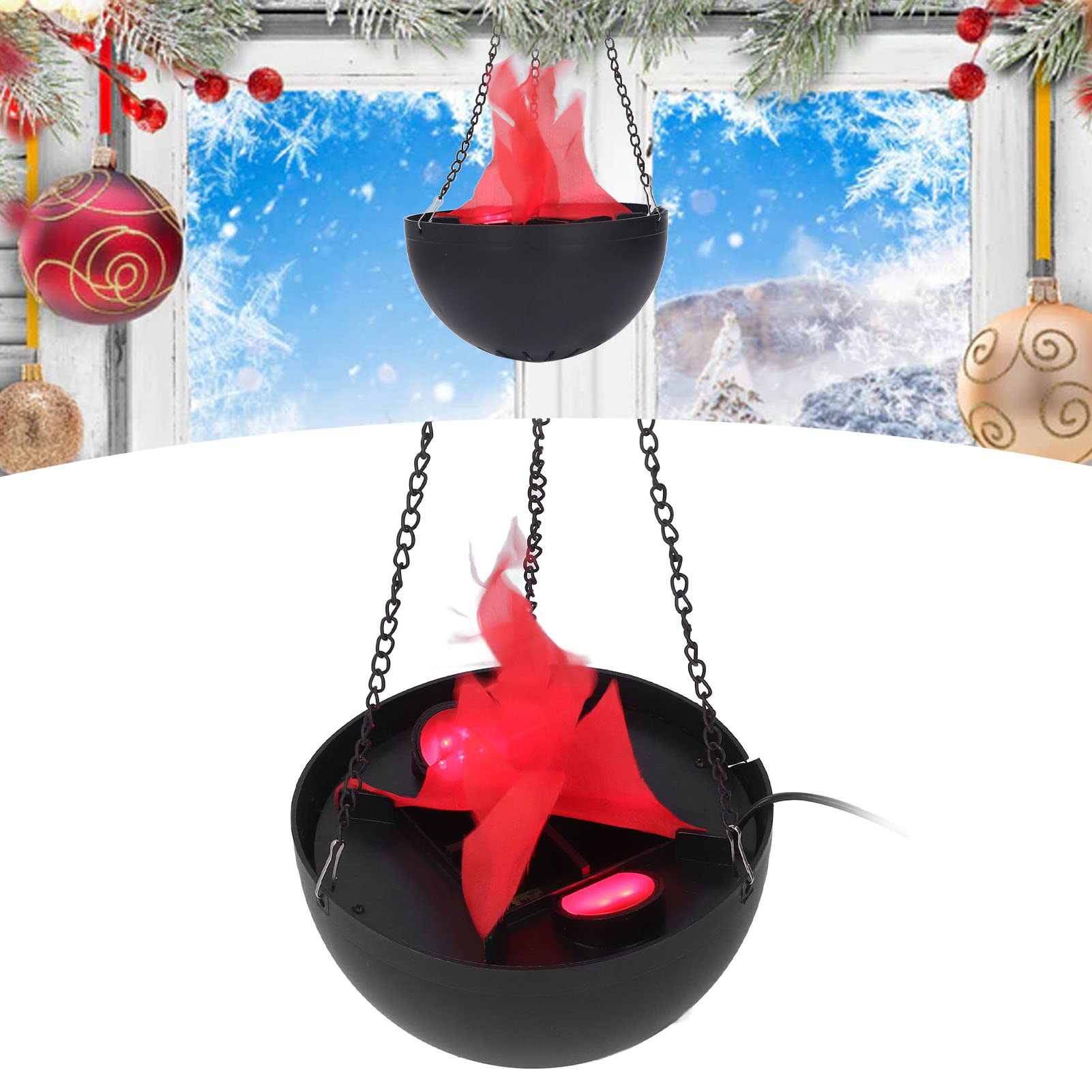 Lámpara de Llama Artificial 3D, Luz Colgante Decorativa, Fuego Falso, Accesorio para Fiesta de Halloween