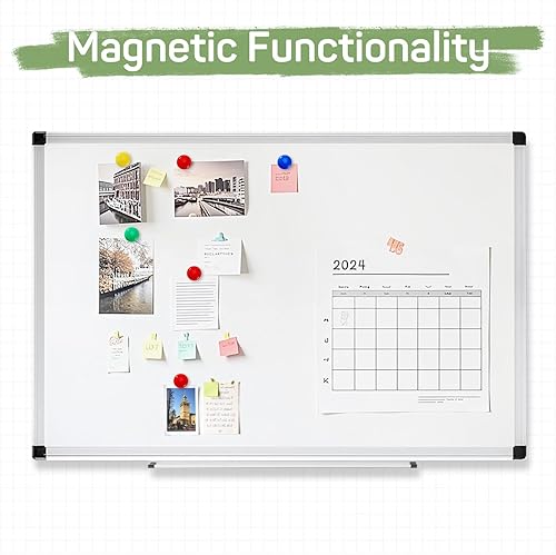 Miniatura 3 de Pizarra blanca magnética de borrado en seco de 36 x 24 pulgadas para el hogar, escuela, oficina, marco de aluminio plateado