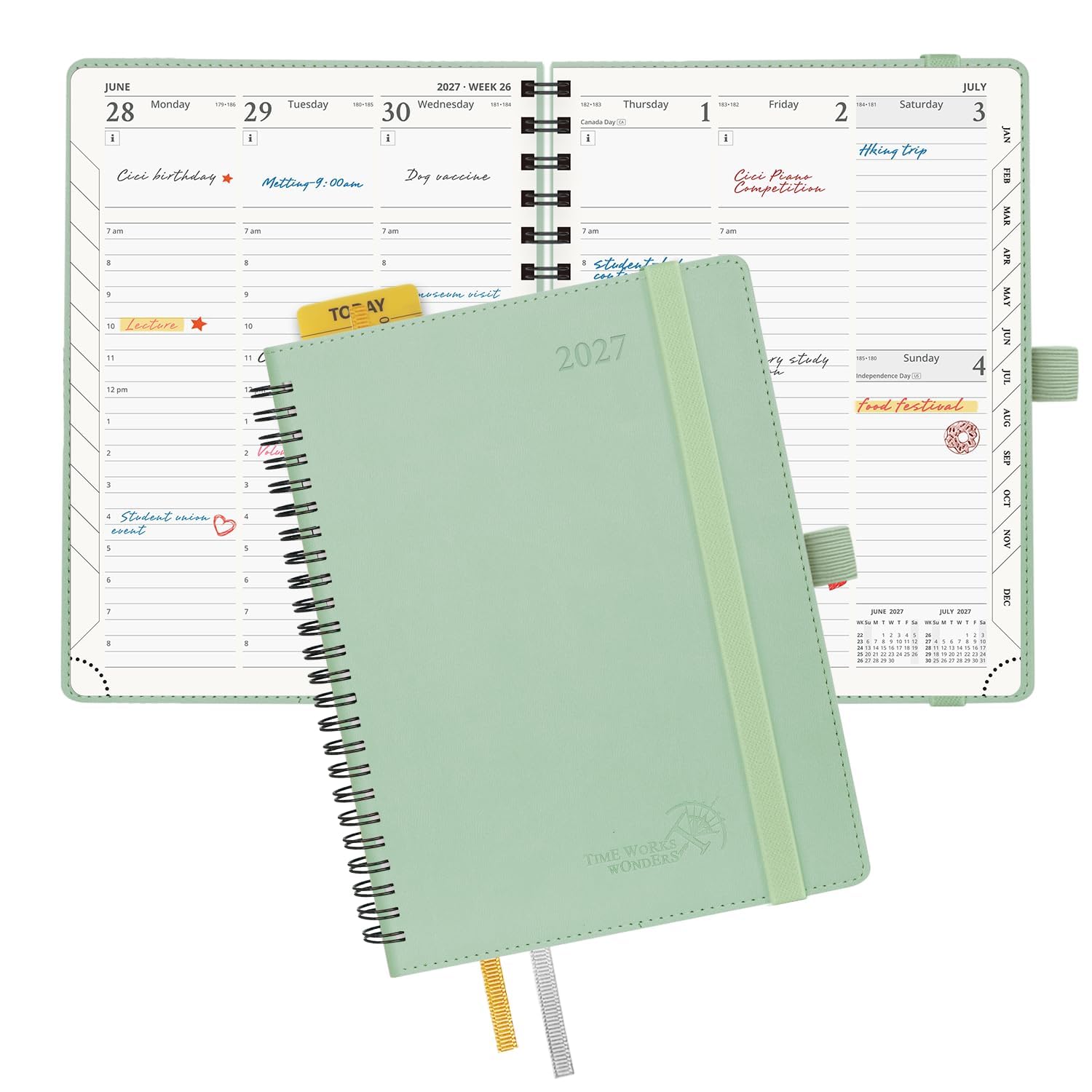 POPRUN Diary 2027 Week to View A5 Soft Cover Spiral Vertical Planner — image 1