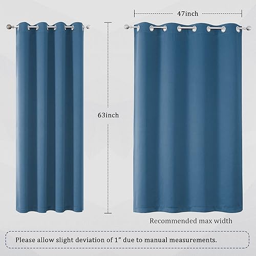 Miniatura 6 de DUALIFE Cortinas azul medianoche de 63 pulgadas de largo para habitación de niños y niños, 2 paneles, cortinas bohemias con ojales para dormitorio,