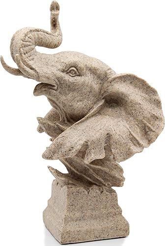 Miniatura 1 de H&W Elefante de piedra arenisca - Decoración de estatua para el hogar, estudiosala de estar, grandes figuras coleccionables, el mejor regalo para el