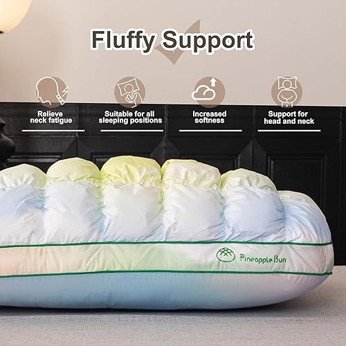 Miniatura 5 de Almohada de cama de apoyo mullida, tamaño Queen, súper suave relleno alternativo de plumón prémium para dormir, almohadas de cama de calidad de