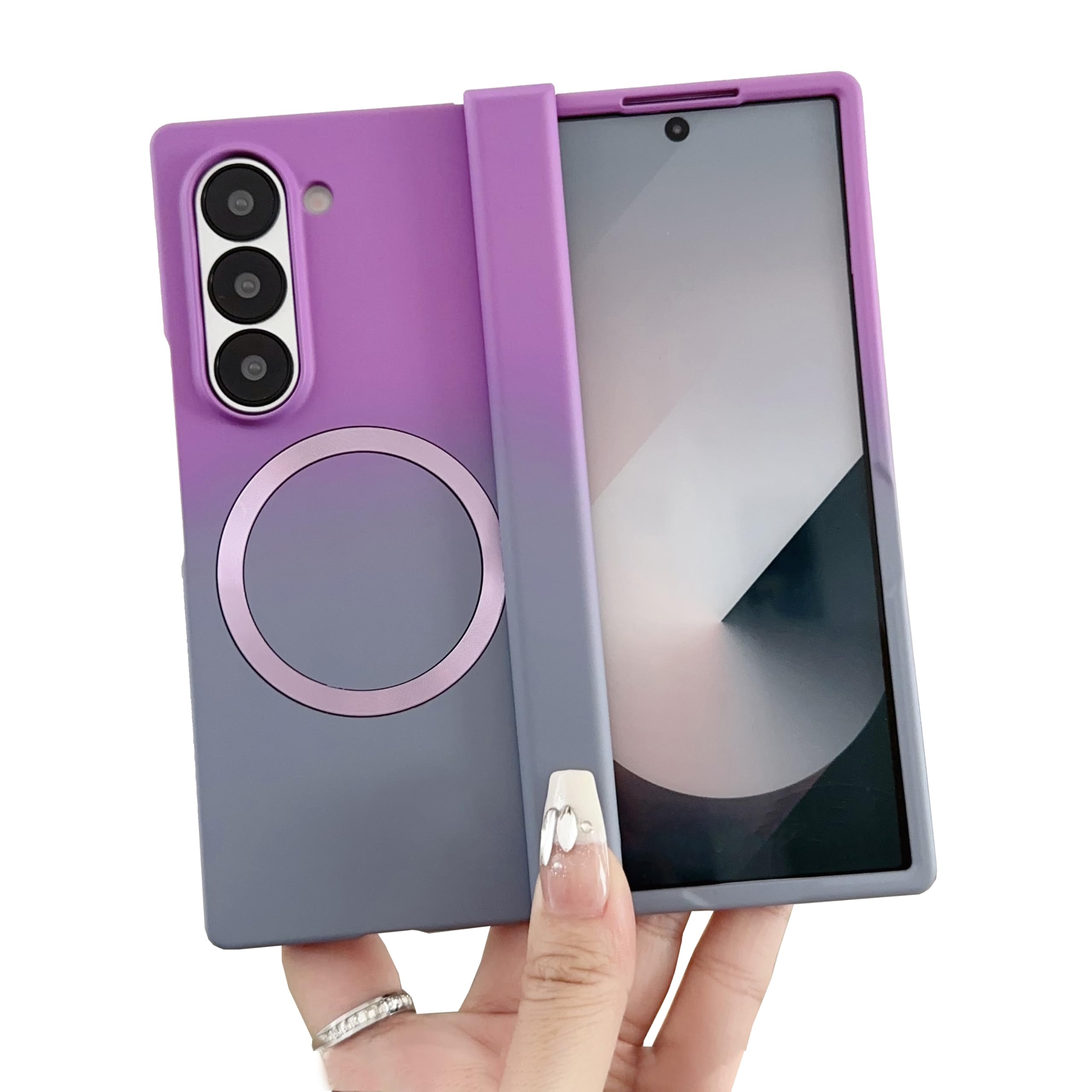 Custodia magnetica per Samsung Galaxy Z Fold 8 Ultra, protezione con cerniera e design elegante sfumato, compatibile con MagSafe, custodia integrale in gomma morbida, antigraffio, sottile