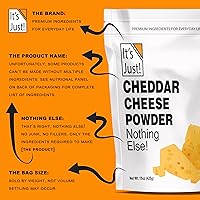Vista 3 de It's Just - Polvo de queso cheddar, 15 onzas, fabricado con queso real, estable en el almacenamiento, fabricado en Estados Unidos, haz salsa