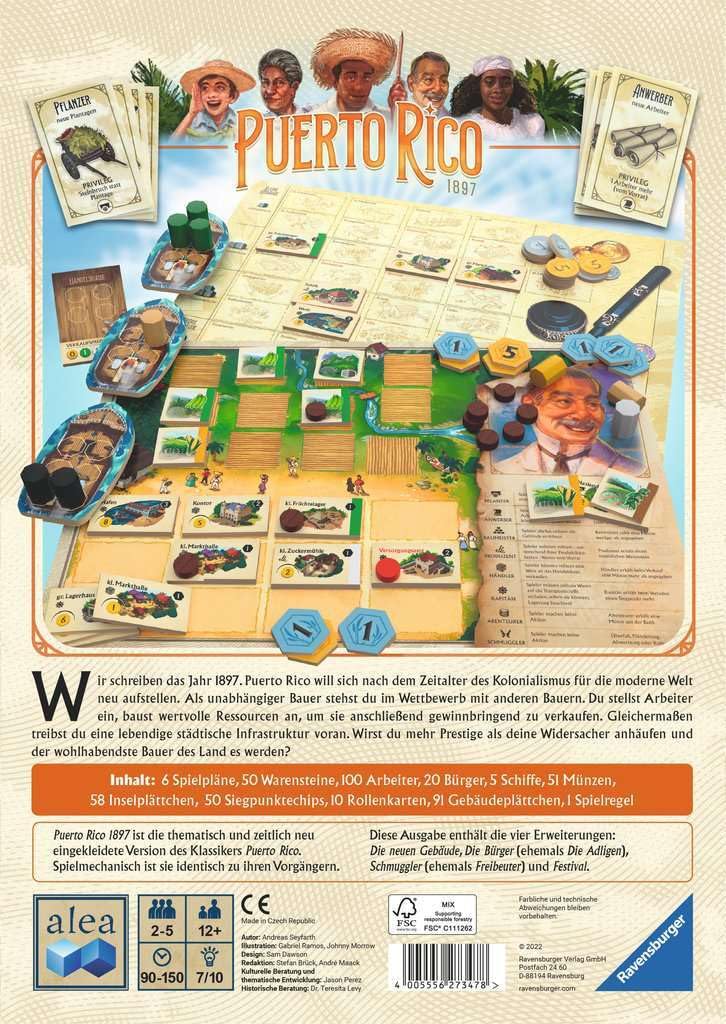 Ravensburger 27347 - Puerto Rico 1897, Klassiker, Strategiespiel für 2-5 Spieler ab 12 Jahren, Alea Spiele