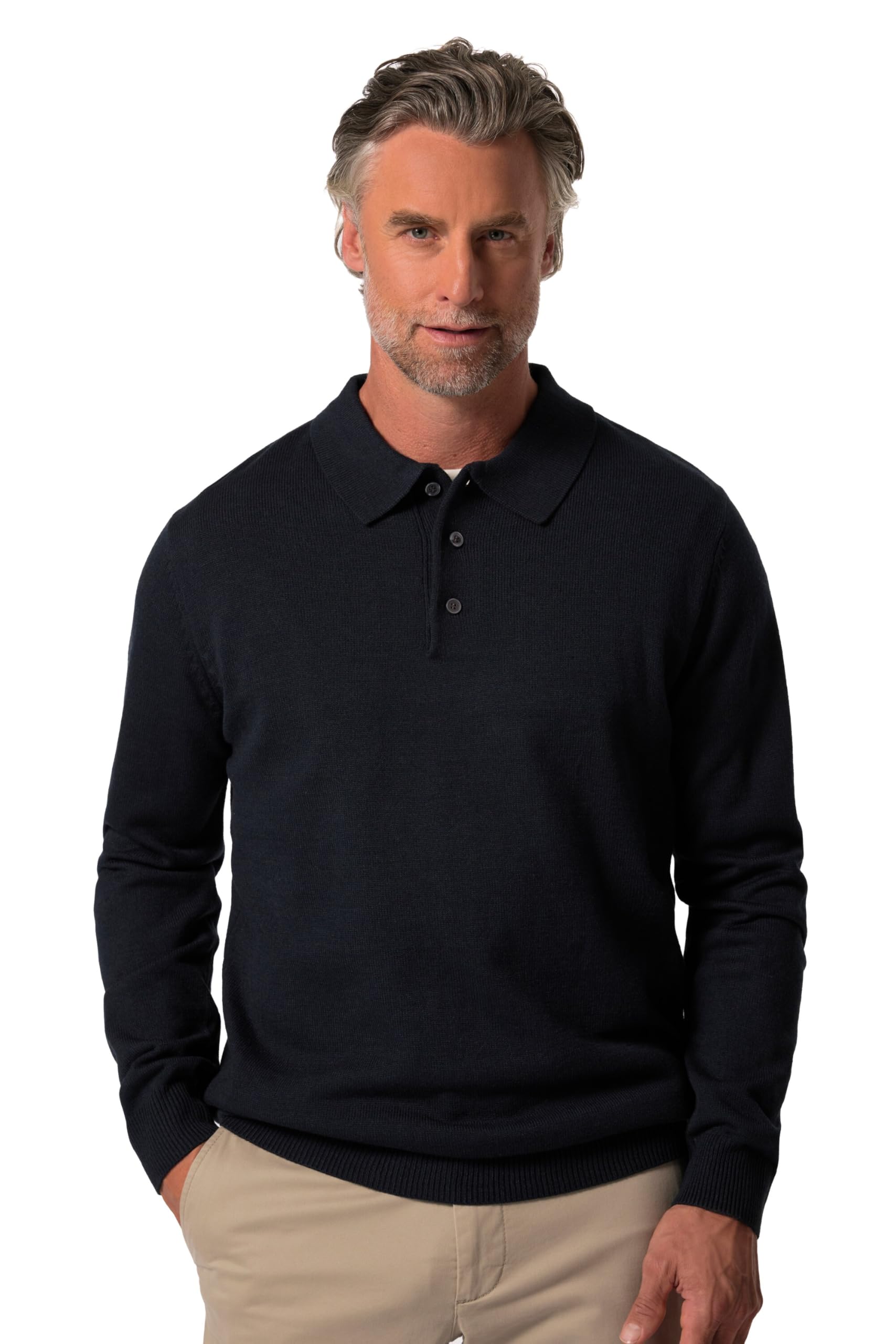 Boston Park Herren große Größen Übergrößen Menswear L-8XL Strick-Poloshirt, Langarm 832930