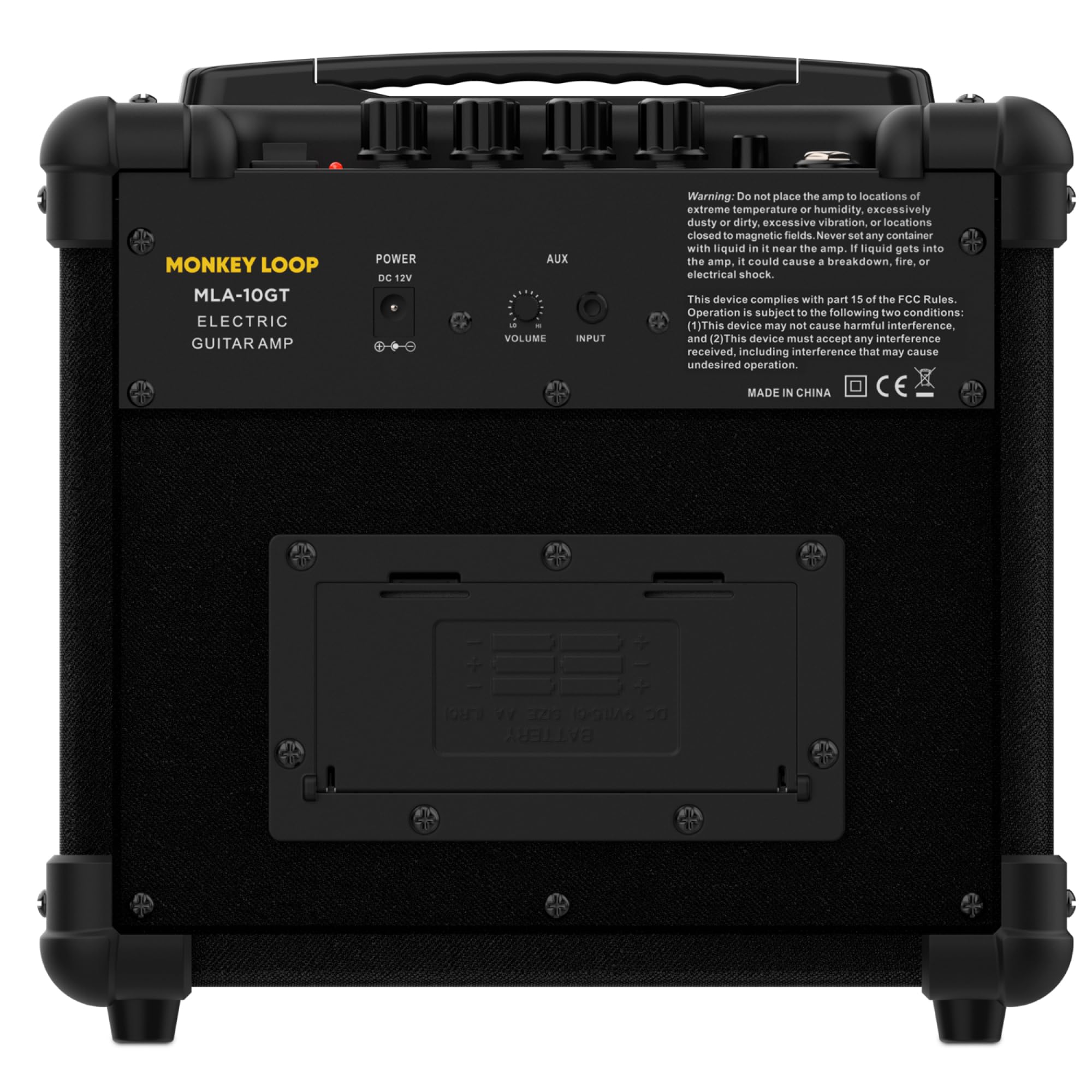 Monkey Loop MLA-10GT - Amplificatore per chitarra elettrica - Amplificatore combo da 10 W - Altoparlante da 5 pollici 4 Ohm - Opzione di alimentazione con 6 batterie AA con adattatore CA