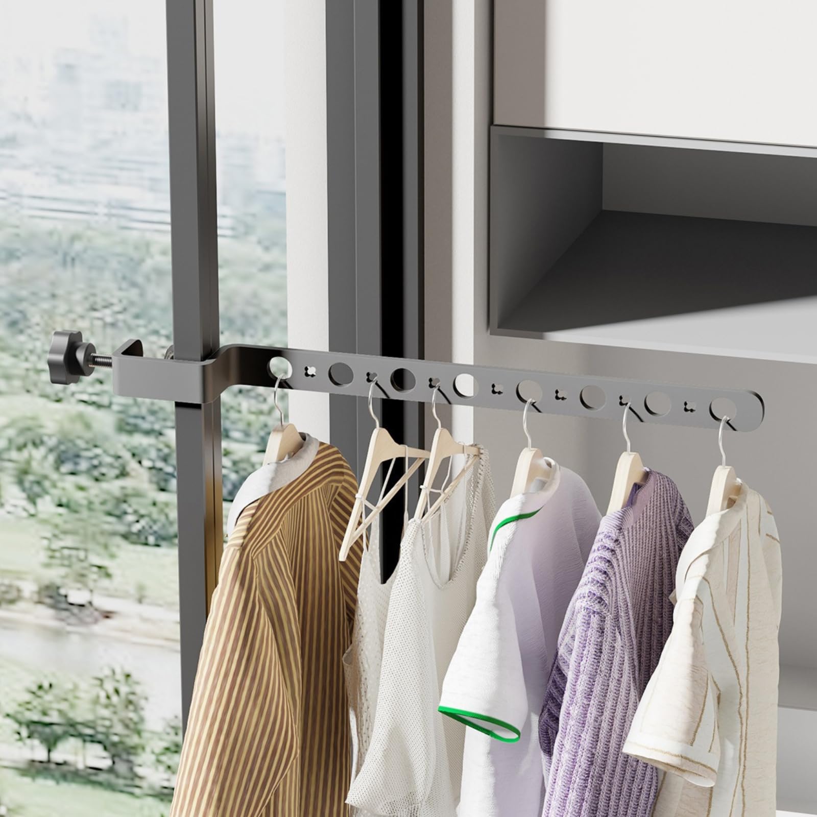 Tendedero plegable para interiores y exteriores, básico de 15 agujeros, color blanco, ahorra espacio, portátil, aluminio resistente para espacios pequeños, balcón, baño, viajes y camping