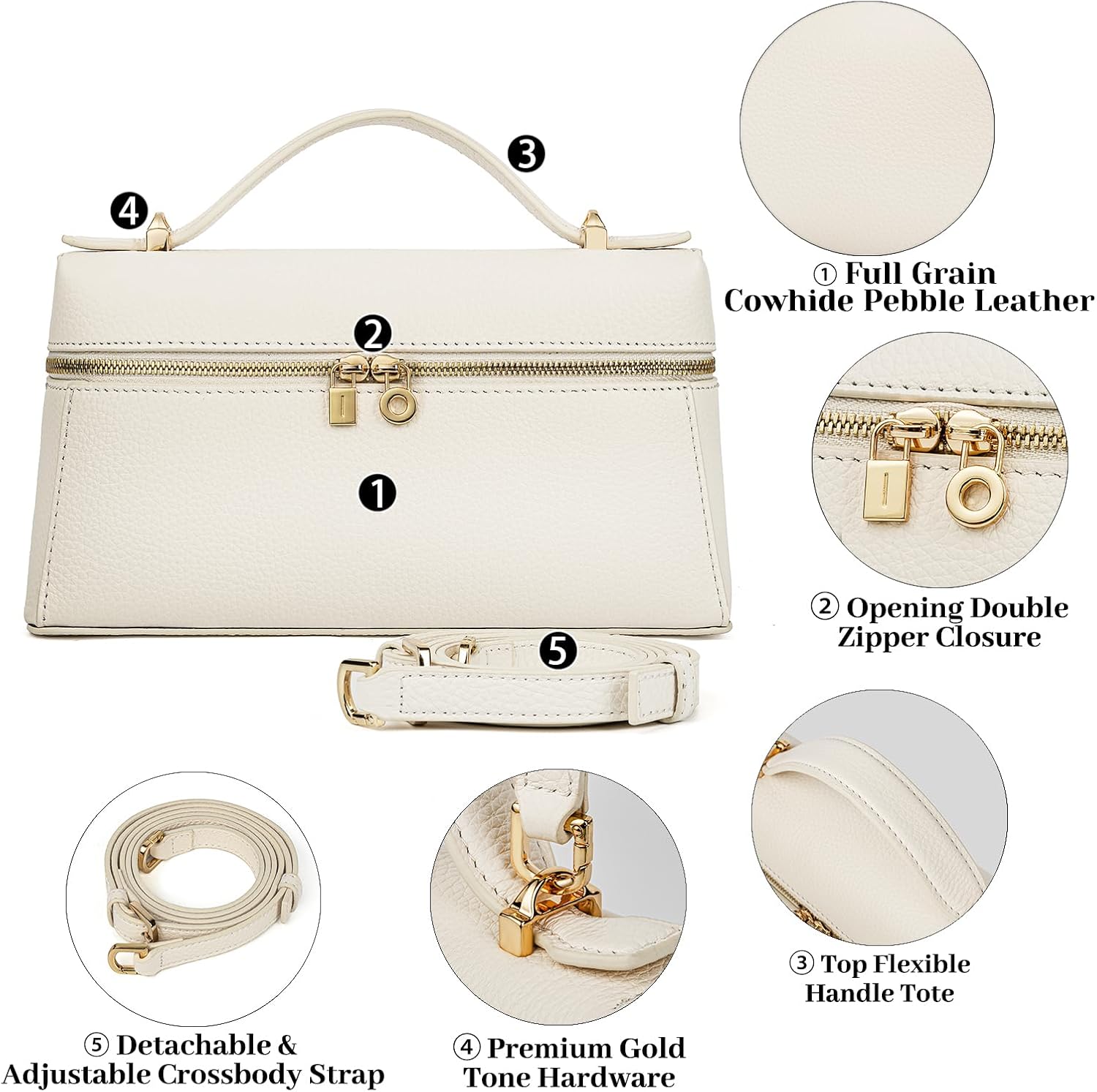 DAILANDO Top Handle Leather Crossbody Bag, Designer Cellphone Purse and Small Clutch Pouch Handbag for Women | small handhold hobo - Image 3