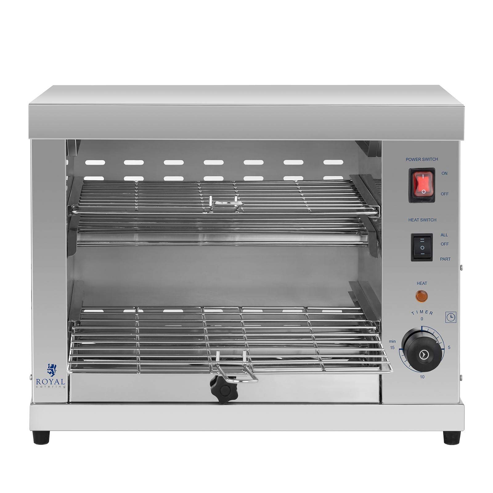 Royal Catering - RCET-360 - Tostapane/Salamandra elettrico - 220 V - 3,25 kW - da 50 a 300° C - con timer - spedizione gratuita