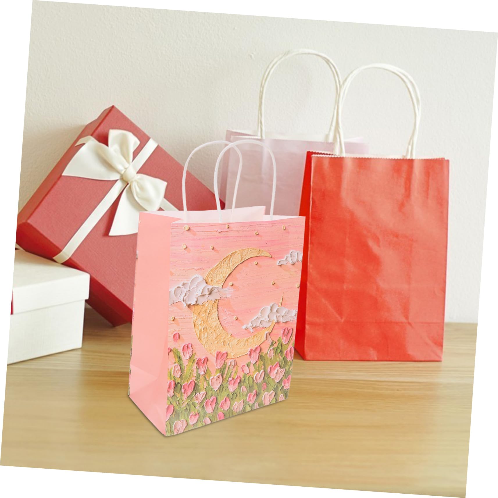 Papier Geschenktüten 50 Stück Rosa mit Henkeln für Feiern