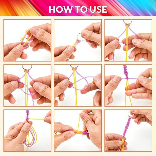 295 PCS Scoobies Strings Kit, Scoubidou Strings, Plastic Lacing Cord Gimp String Lanyard String Bracelets String Boondoggle Weaving Kit for Jewelry Making, Keychain Crafts, Lanyards and Bracelet - 6