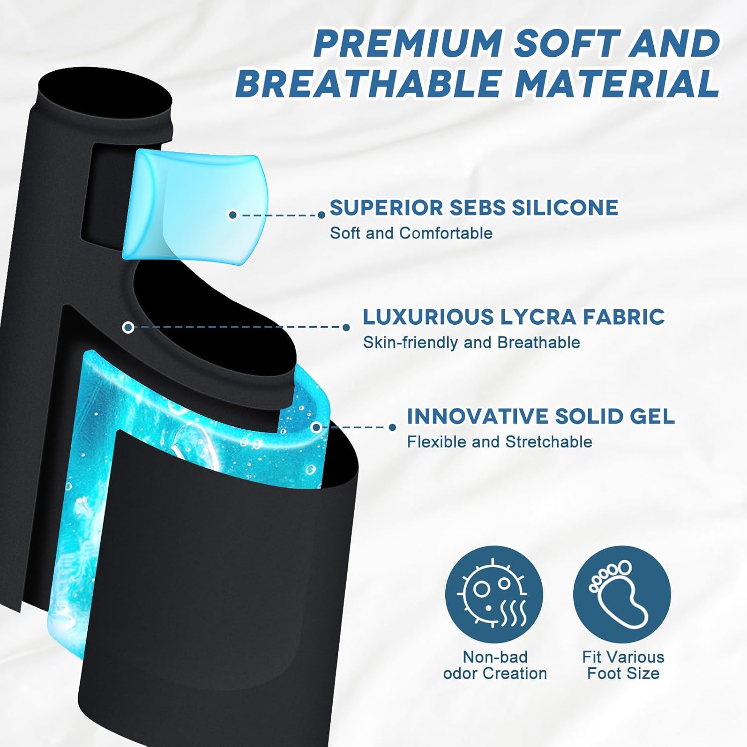 2-Pack Foot Ice Pack Wraps – Non-Slip Bunion Relief Socks with Hot & Cold Therapy for Gout, Swelling, Plantar Fasciitis, Hallux Valgus, and Sports Injuries - Image 5