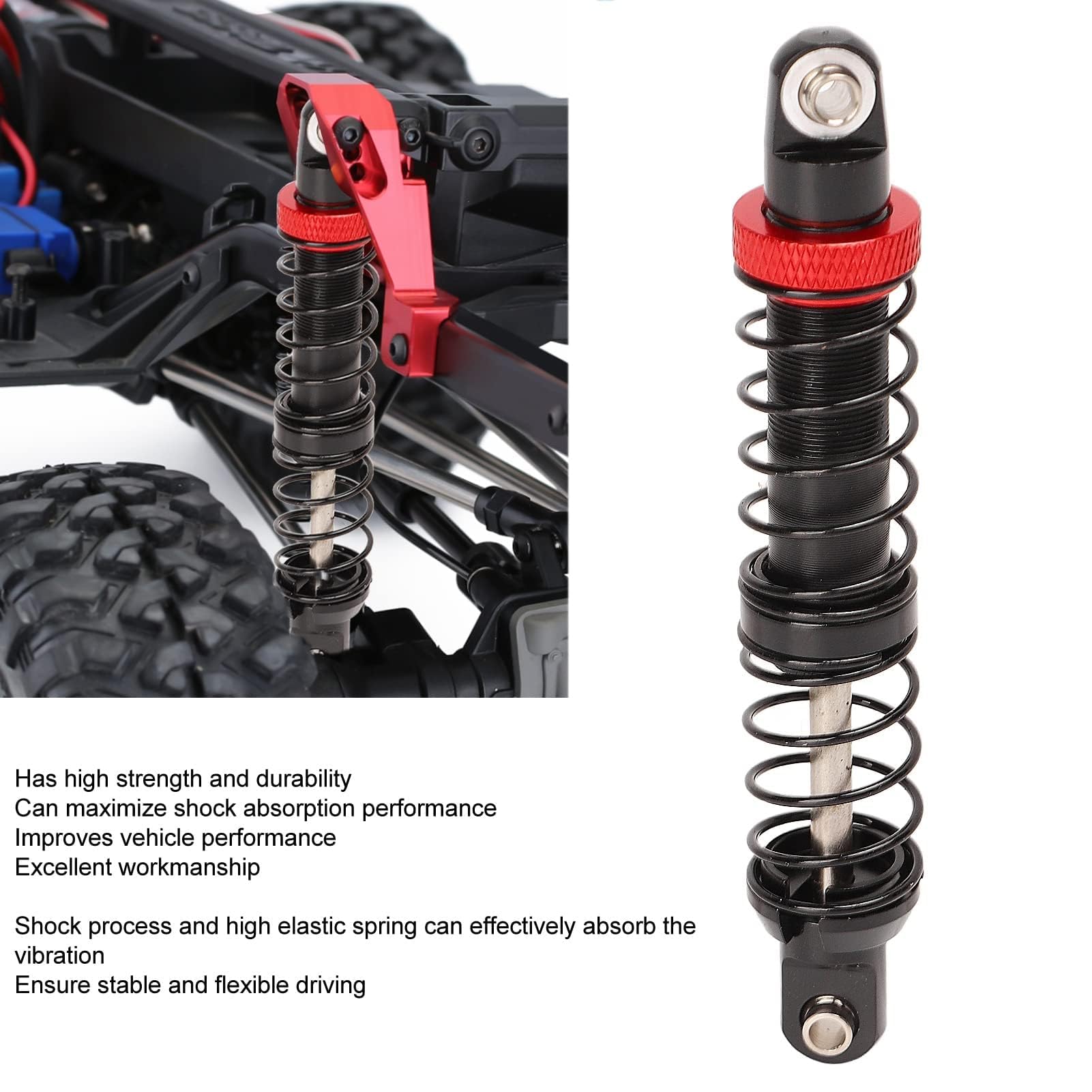Ammortizzatori RC, 4 Pezzi Accessori ammortizzatori per Auto RC a Doppia Sezione Regolabili in Lega di Alluminio per Auto Cingolata 1/10 RC (80 mm)