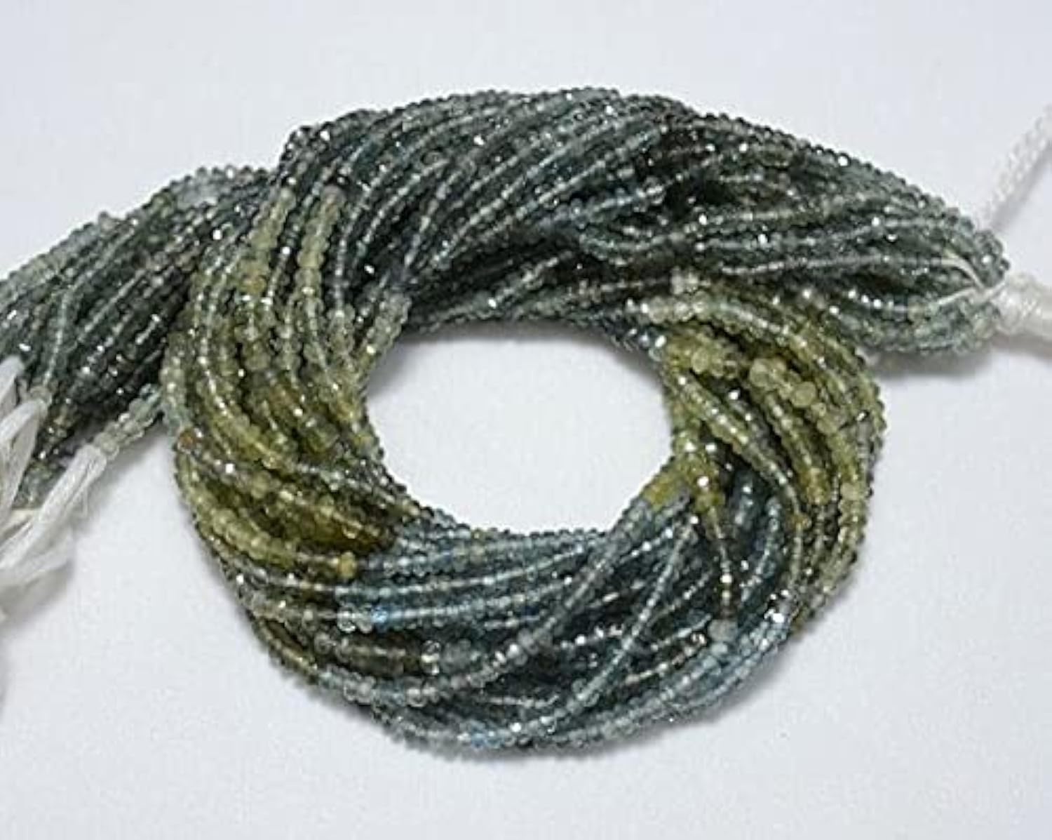 Perles rondelles moss aqua LKBEADS en aigue-marine de 3,5 mm pour création de bijoux