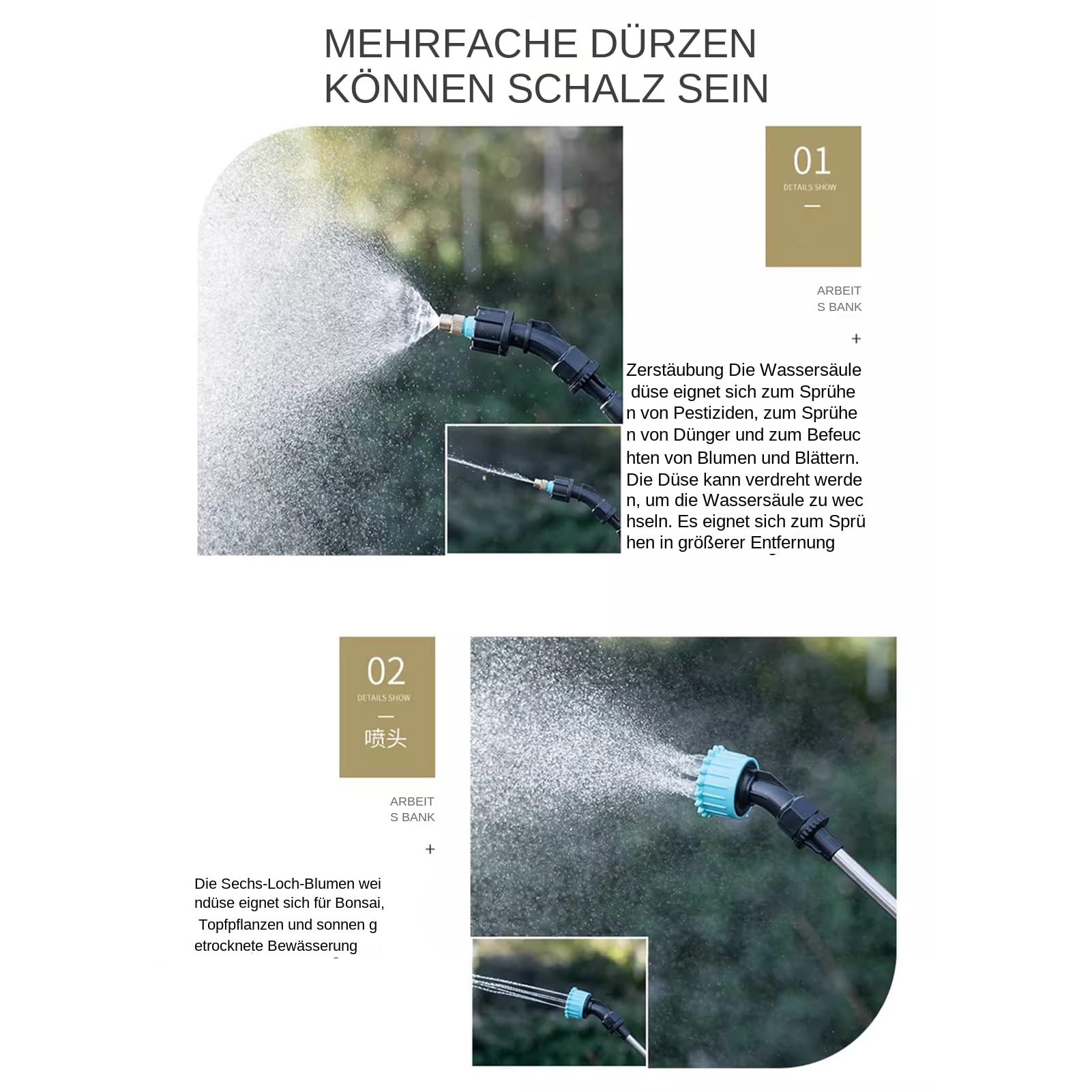 Elektrischer Wassersprüher 3 Düsen Wiederaufladbarer Bewässerungszerstäuber | 5 L Akku-Sprühgerät mit Schultergurt und Teleskoplanze Für Autoaufbereitung Fenster Boden Pool Pflanzenpflege Außenber