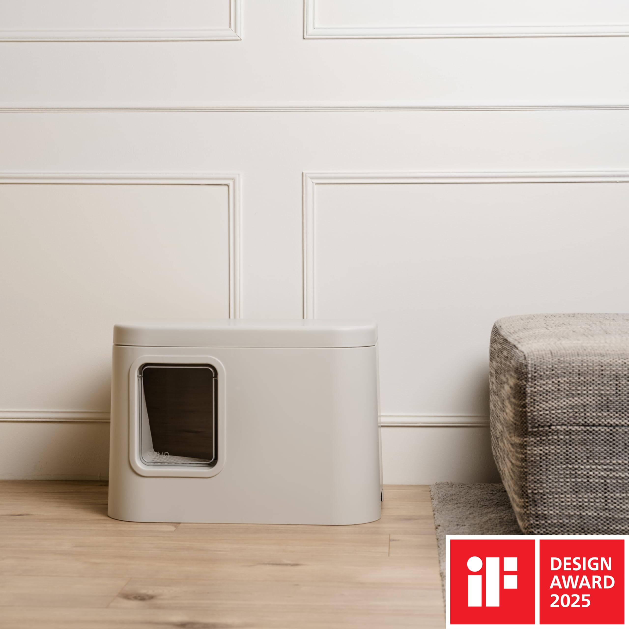 GIZMO Litter Box Deluxe, Elegante Caja de Arena para Gatos, Caja de Arena Cerrada, Caja de Arena para Palés de Madera, Caja de Arena de Diseño, Cajas de Arena - Blanco (Tiza)