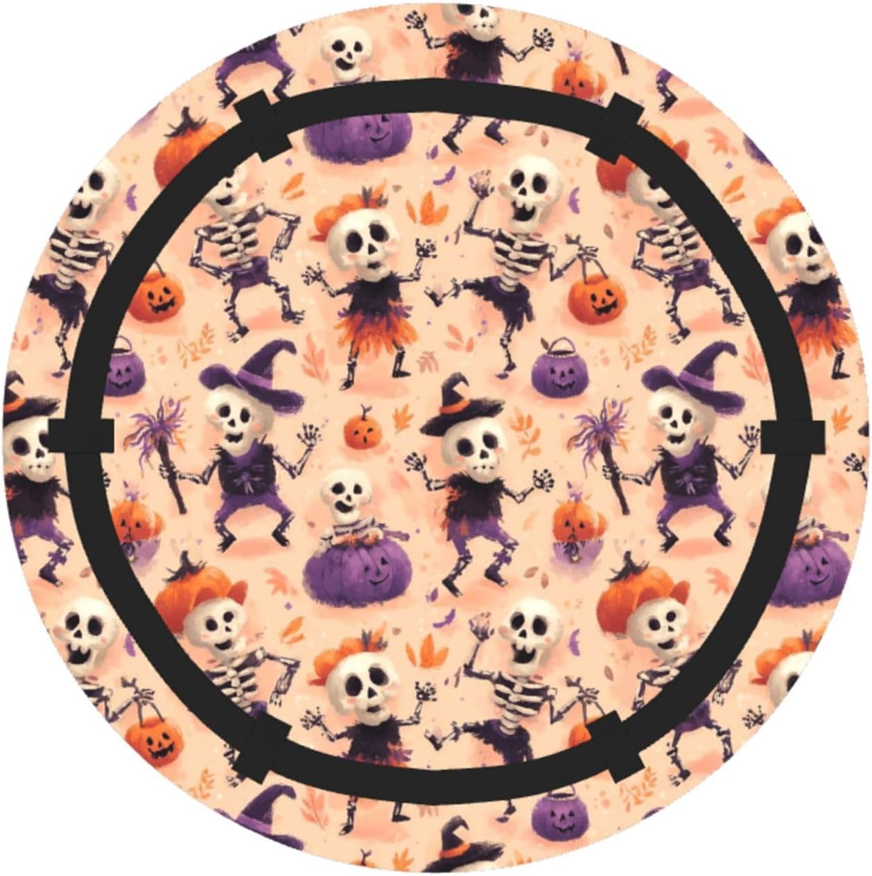 Retro Skeleton Dancing On Halloween Party (1) Pattern Foldable Camping Tote Bag Picnic Blanket Bag Portable Beach Mat Tote Waterproof Outdoor Picnic Mat Carry Bag