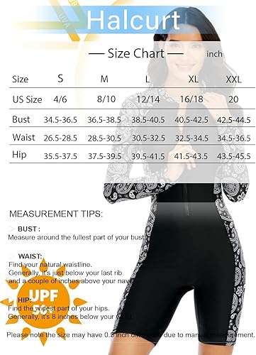 Miniatura 7 de Halcurt Women's Boyleg One Piece Rash Guard with Built in Bra Zip Front UPF50+ Long Sleeve Full Body Surfing Swimsuit