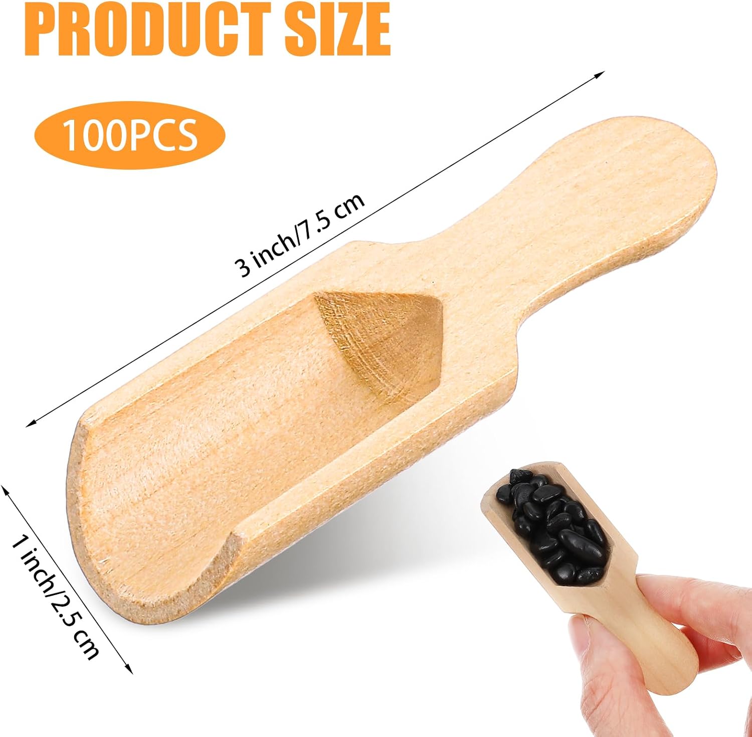 100 Pack Mini Wooden Spoons for Jars, Small Bath-Salt Scoops Mini Scooper Wooden Candy Spoon Washing Powder for Sugar Scrubs, Bath-Salts, Cooking