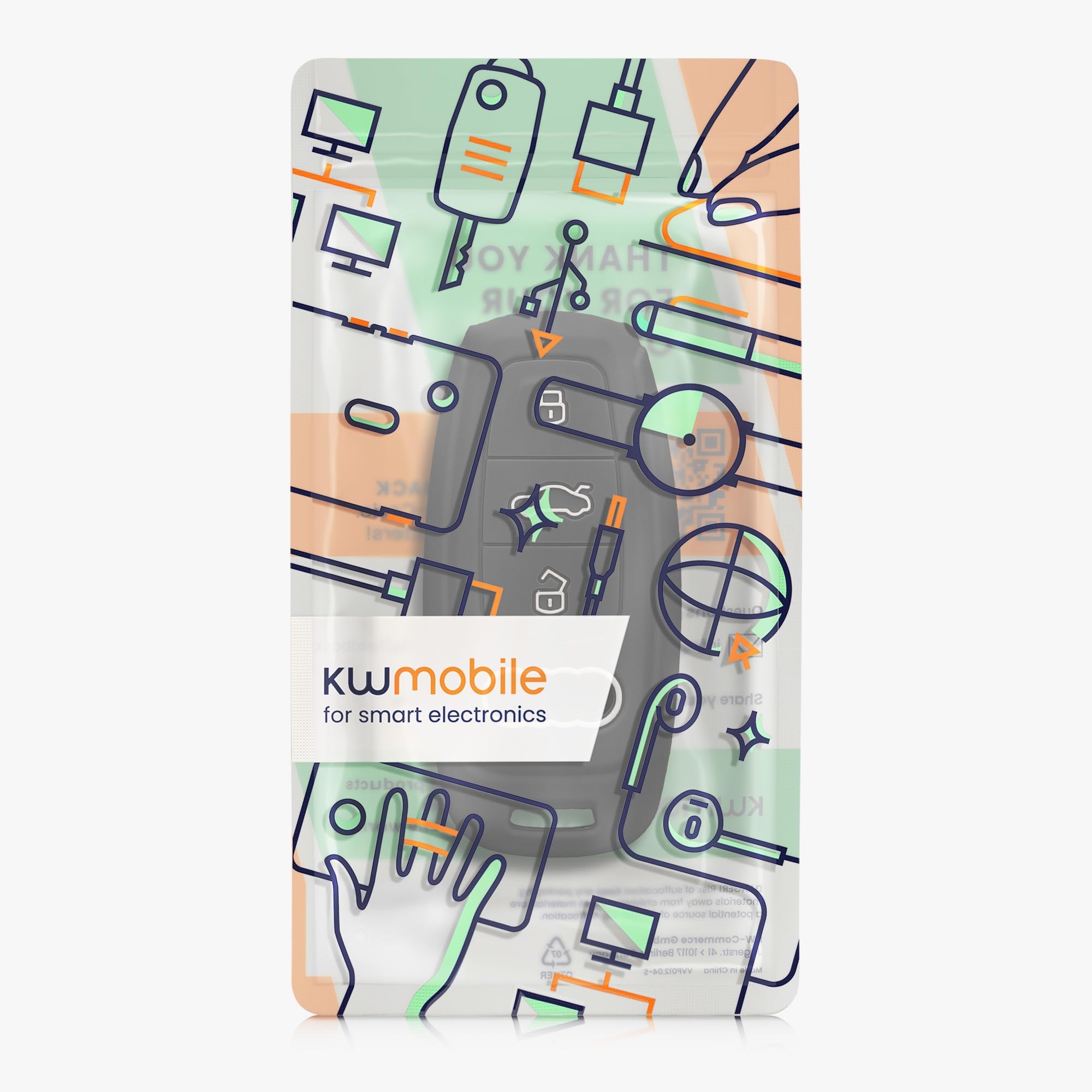 kwmobile Pokrowiec na kluczyk samochodowy kompatybilny z Audi A6 A7 A8 Q7 Q8 3-przyciskowy kluczyk samochodowy Keyless Case - Obudowa kluczyka samochodowego - Etui na klucze w kolorze matowej czerni