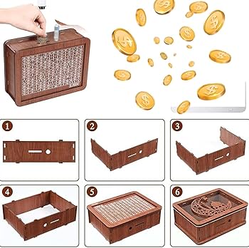 Amazon.com: Cash Vault Wooden Savings Box, Tenkaybox for