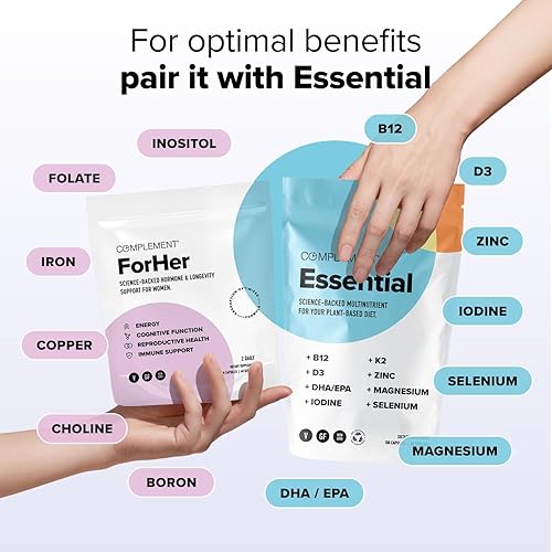 Miniatura 4 de Complement ForHer Multivitamin- Balance hormonal para mujeres (120 cápsulas) Suplemento de inositol, apoyo a la longevidad, salud reproductiva- B9,