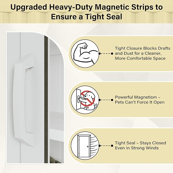 72 x 80 Double Layer White PVC Accordion Door Interior and Hardware Kit | Easy to Install, Accordion Closet Door with Full-Side Magnetic Strip, Space Saving Accordion Door for Doorway RV Room Divider