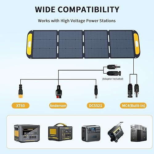 Miniatura 4 de VTOMAN VS220 Pro Panel solar portátil de 220 W 48 V, 23% de eficiencia, panel solar plegable con impermeabilidad IP67 y adaptadores MC-4 Anderson