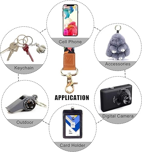 Miniatura 4 de Yiflin Cordón de cuello fresco, bonito llavero para mujeres y hombres, correa larga cómoda con 2 anillos